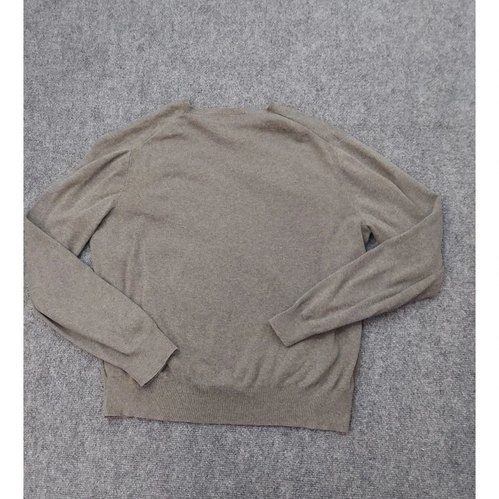 Polo Ralph Lauren Sweater Mens XL Gray Olive V Neck Pony Vtg Pima Cotton